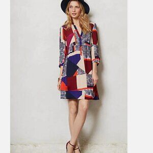 Maeve Anthropologie Multicolor Geometric Taryn Shift Tunic Dress Women's 4P